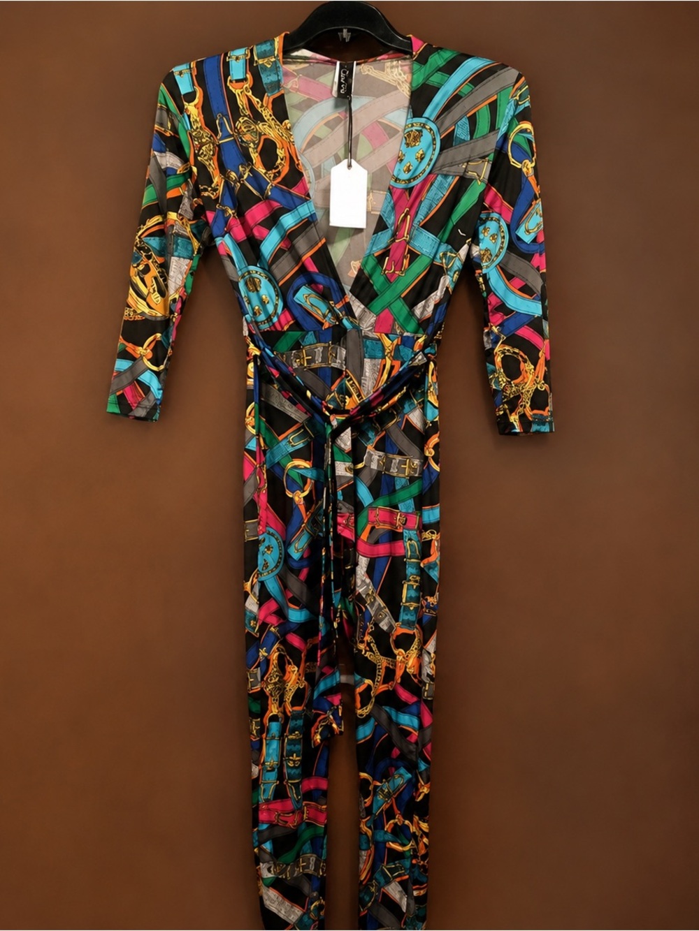KimCine Curve Printed Wrap Jumpsuit – NWT